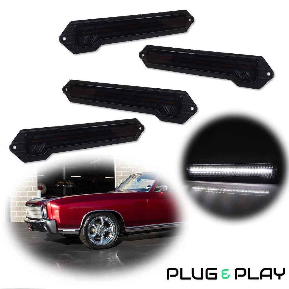 Set of 4 Smoked LED Side Marker Lights for Chevrolet Monte Carlo (1970–1972)