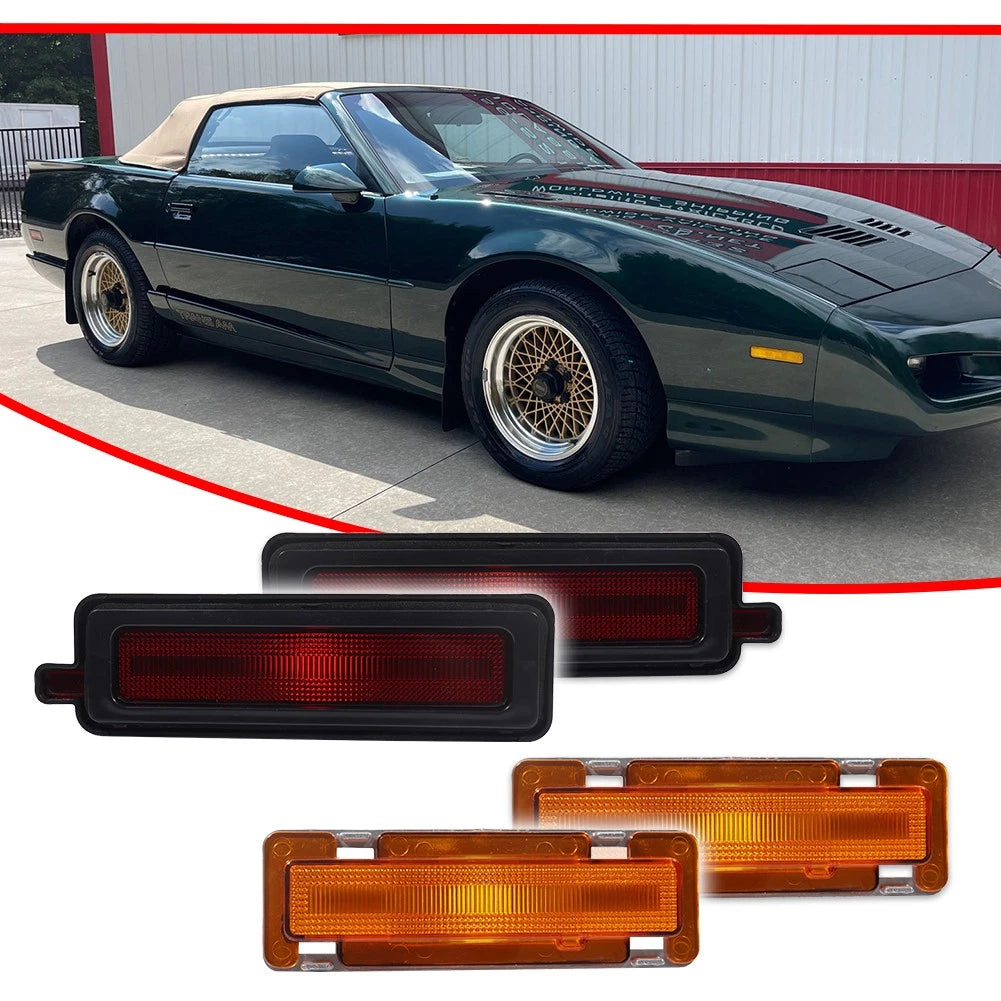 4X Amber Front & Red Rear Side Marker Lights for Pontiac Trans Am Firebird (1982–1992)
