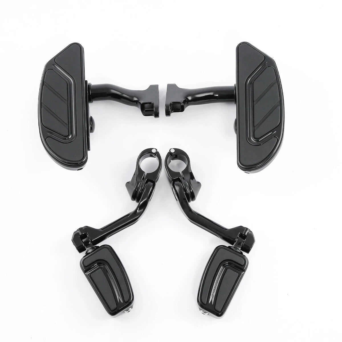 Black Passenger Footboard Footrest Long Footpegs Mount for Harley Touring (1993–2024)