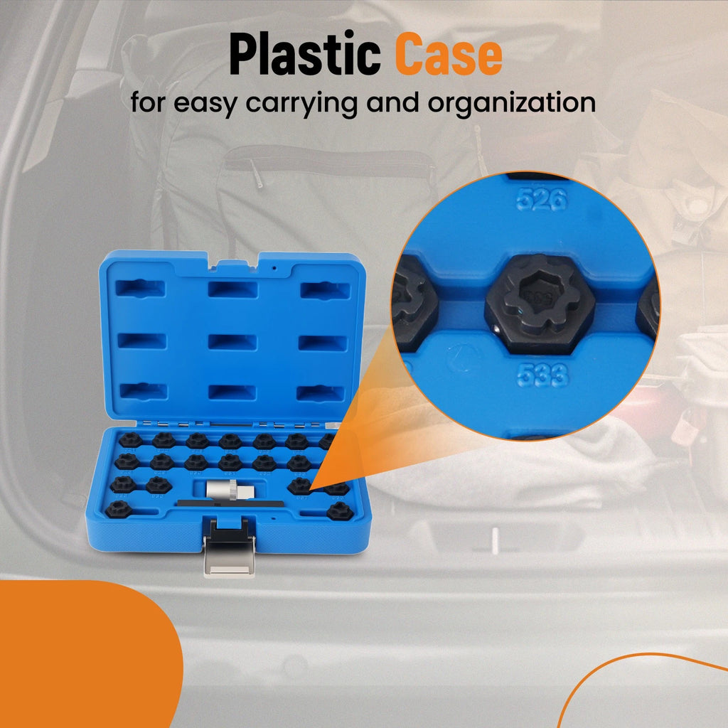 22pc Anti-Theft Wheel Nut Key Socket for VW Golf Jetta Beetle Passat Tiguan (2000-2023)