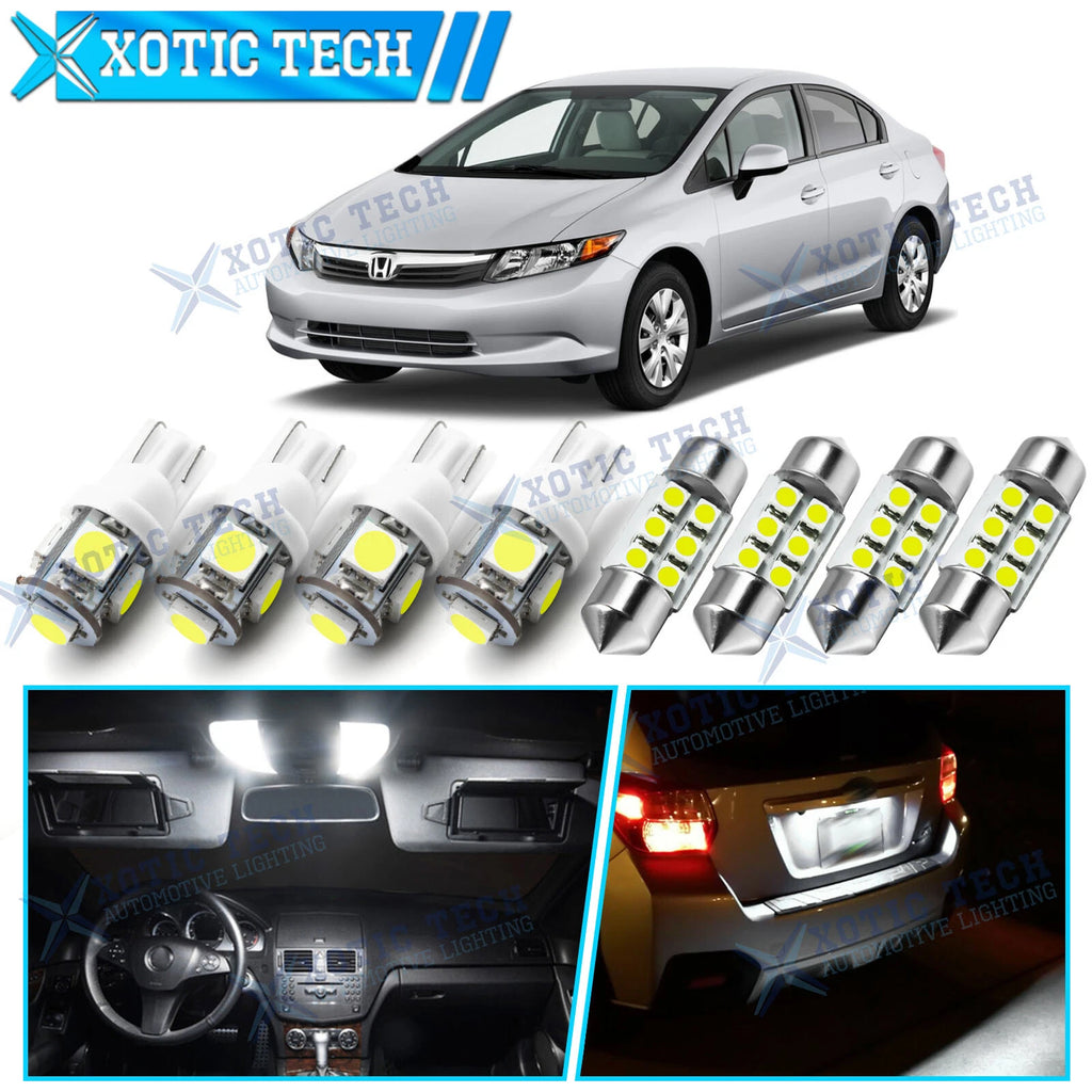 8-Light White LED Interior Light Package for Honda Civic (2006–2012)