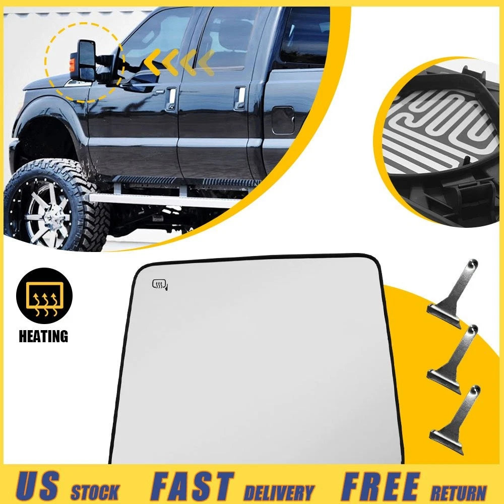Heated Left Upper Tow Mirror Glass for Ford F150 F250 F350 F450 F550 F650 F750