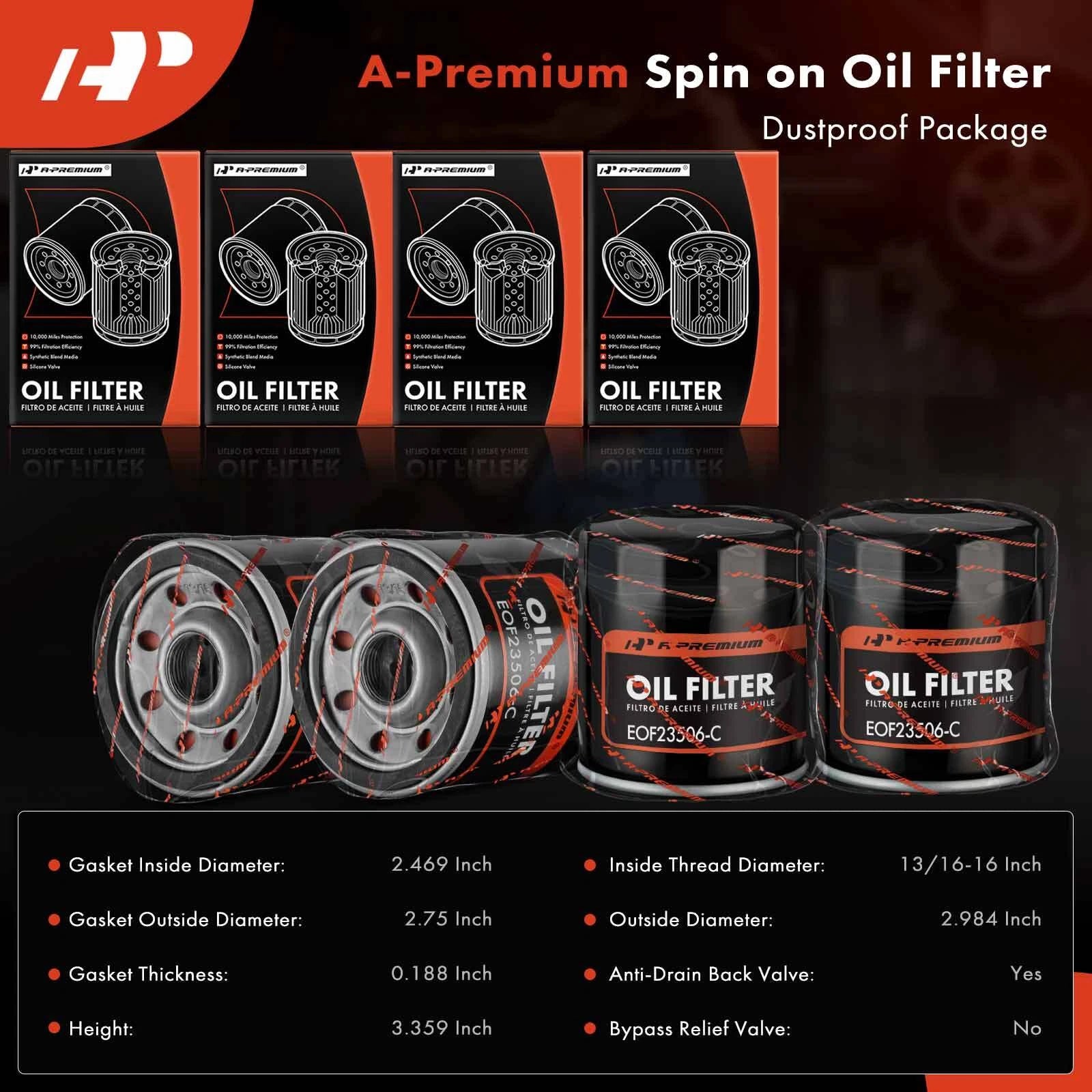 Set of 4 Engine Oil Filters for Chevy Silverado 1500/2500 (1999–2006)