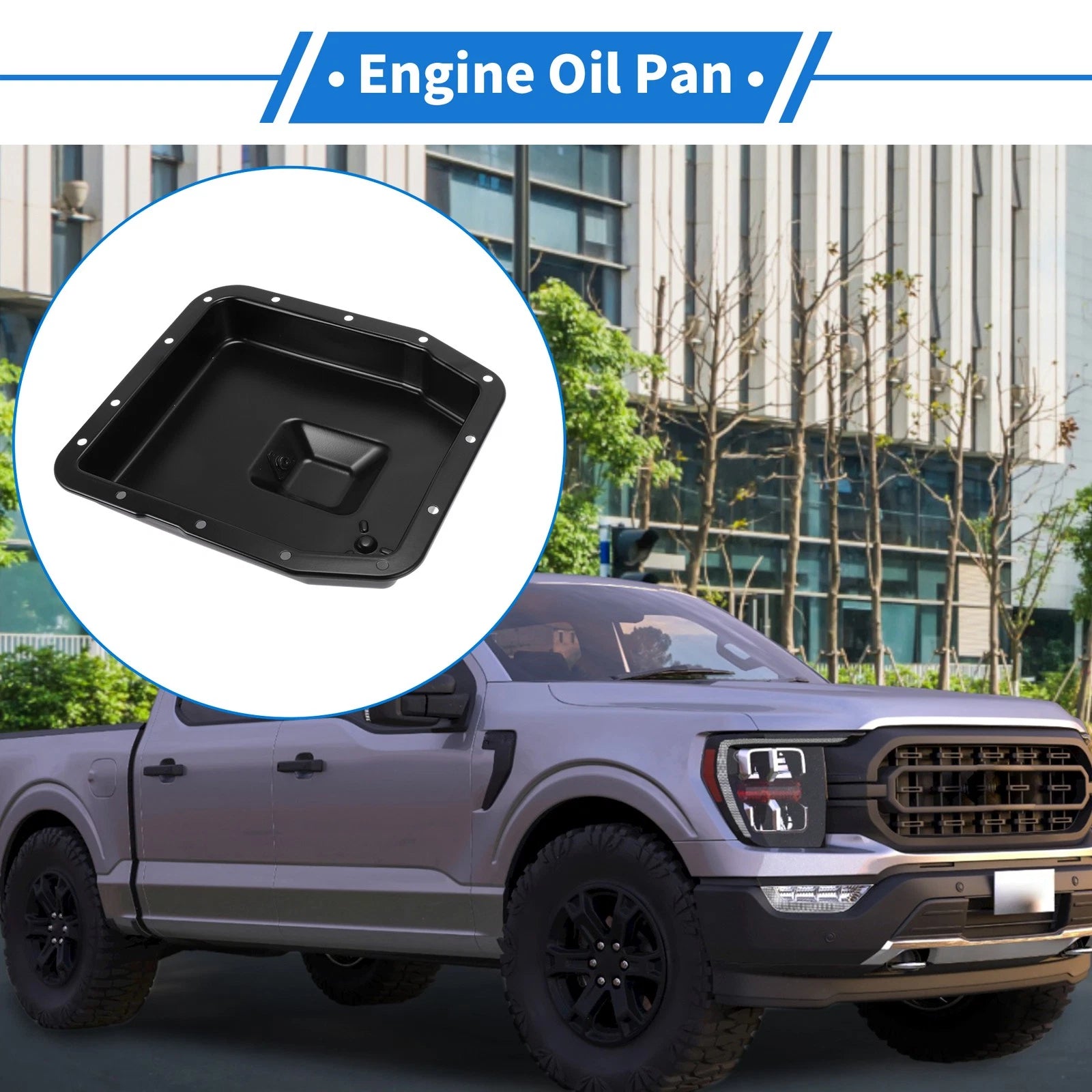 1 Pc Engine Oil Pan No.265813 for Ford F-150 (1994–2003) Iron Black