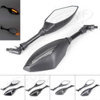 Pair LED Turn Signals Brake Light Handle Bar Rearview Mirrors Universal