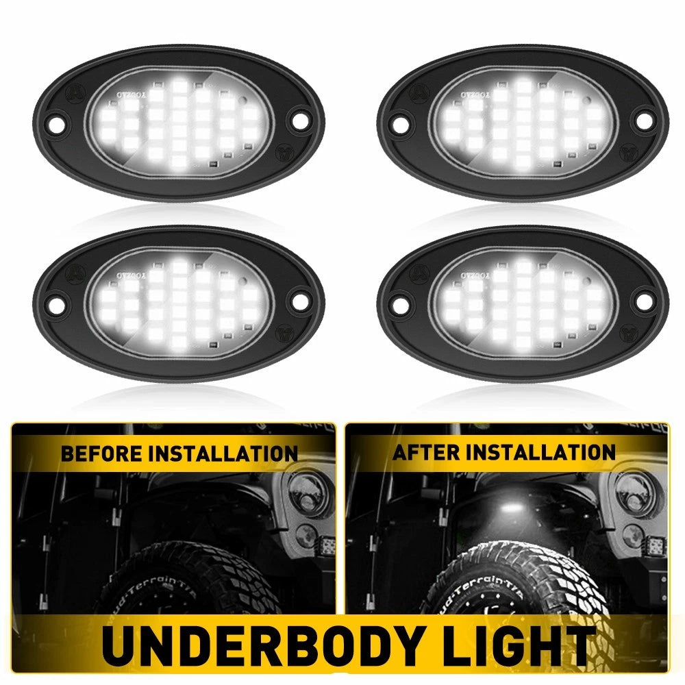 4X White LED Rock Lights for Jeep (Offroad Truck UTV ATV Boat)
