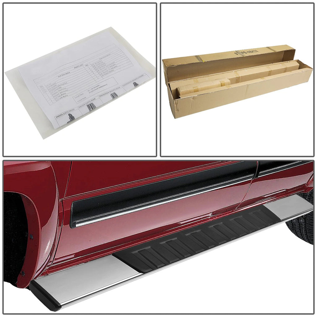 Set of 2 Chrome Running Board Step Bars for Silverado/Sierra (2007–2019)