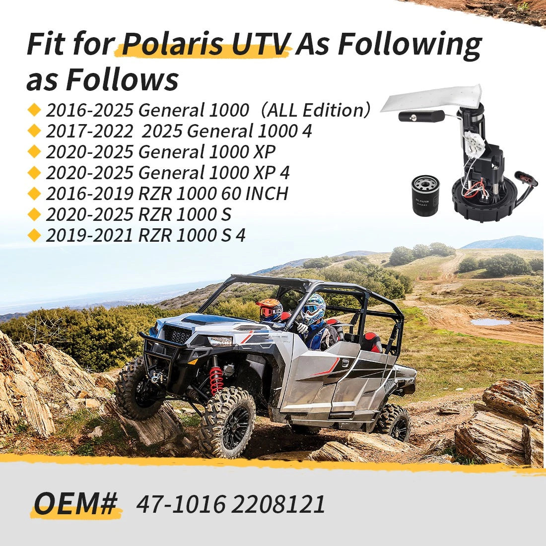 Fuel Pump Assembly & Oil Filter for General RZR 1000 (2016–2025)