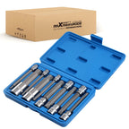 10pc Metric Spline Socket Bit Set 1/4 3/8 1/2 Dr Chrome Finish S2 Steel