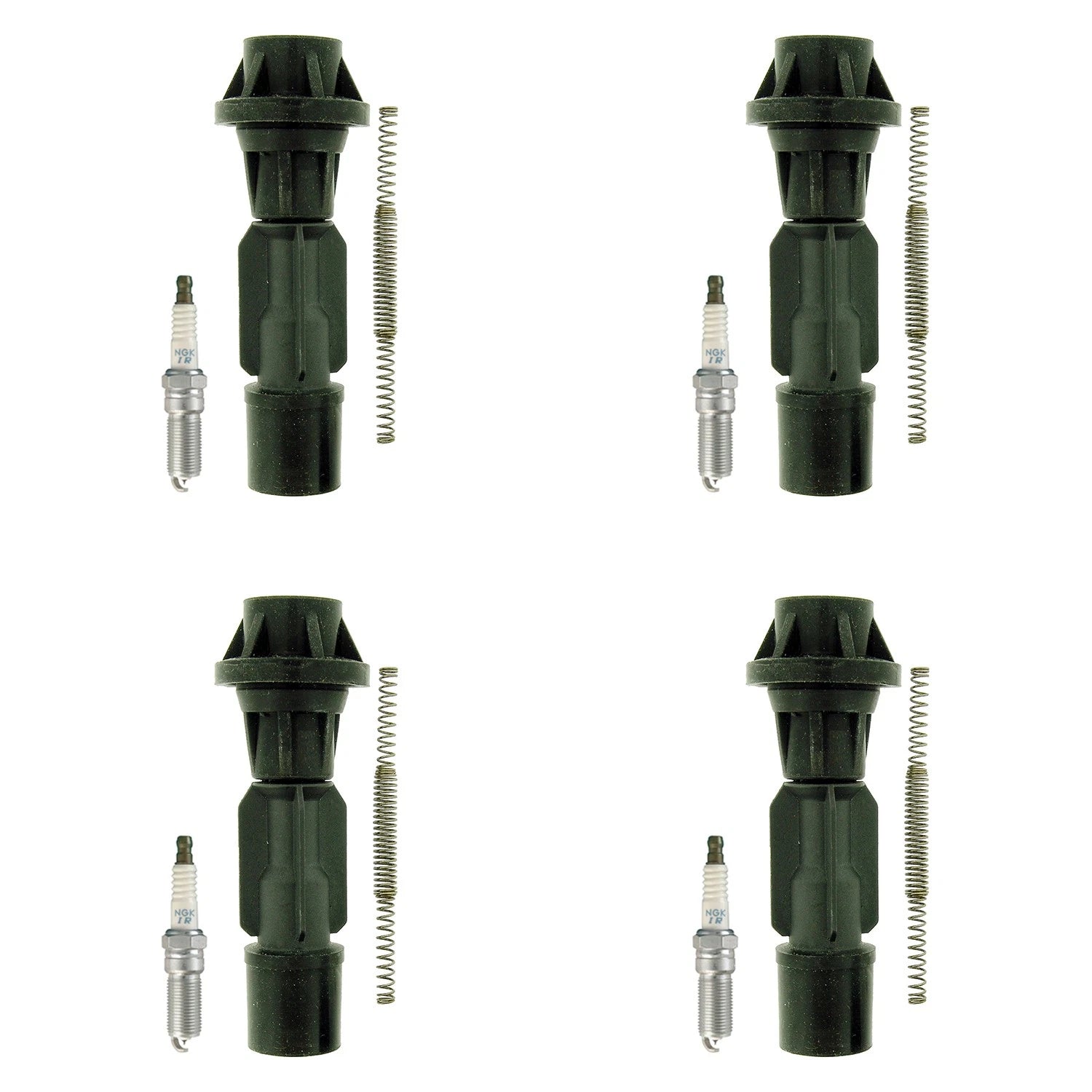Set of 4 NGK Laser Iridium Spark Plugs & Coil Boots for Mazda 3 Sport (2004–2013)