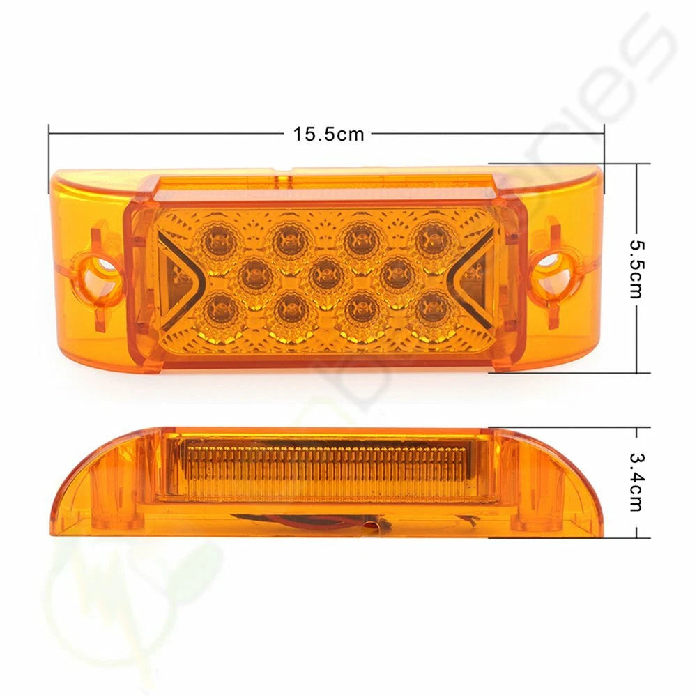 2X 6.1" Amber LED Rectangle Side Marker Lights Waterproof