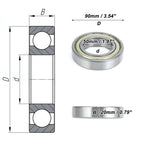 6210ZZ Deep Groove Ball Bearing for Scooter Skateboard Wheel (50x90x20mm)