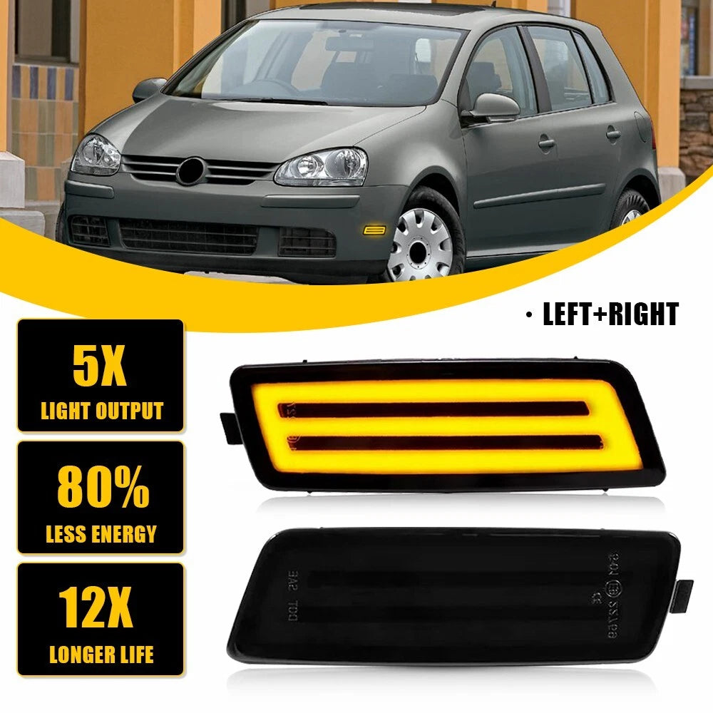 2X Smoke Lens Front Side Marker Lights for VW Golf GTI/Jetta (2006–2009)