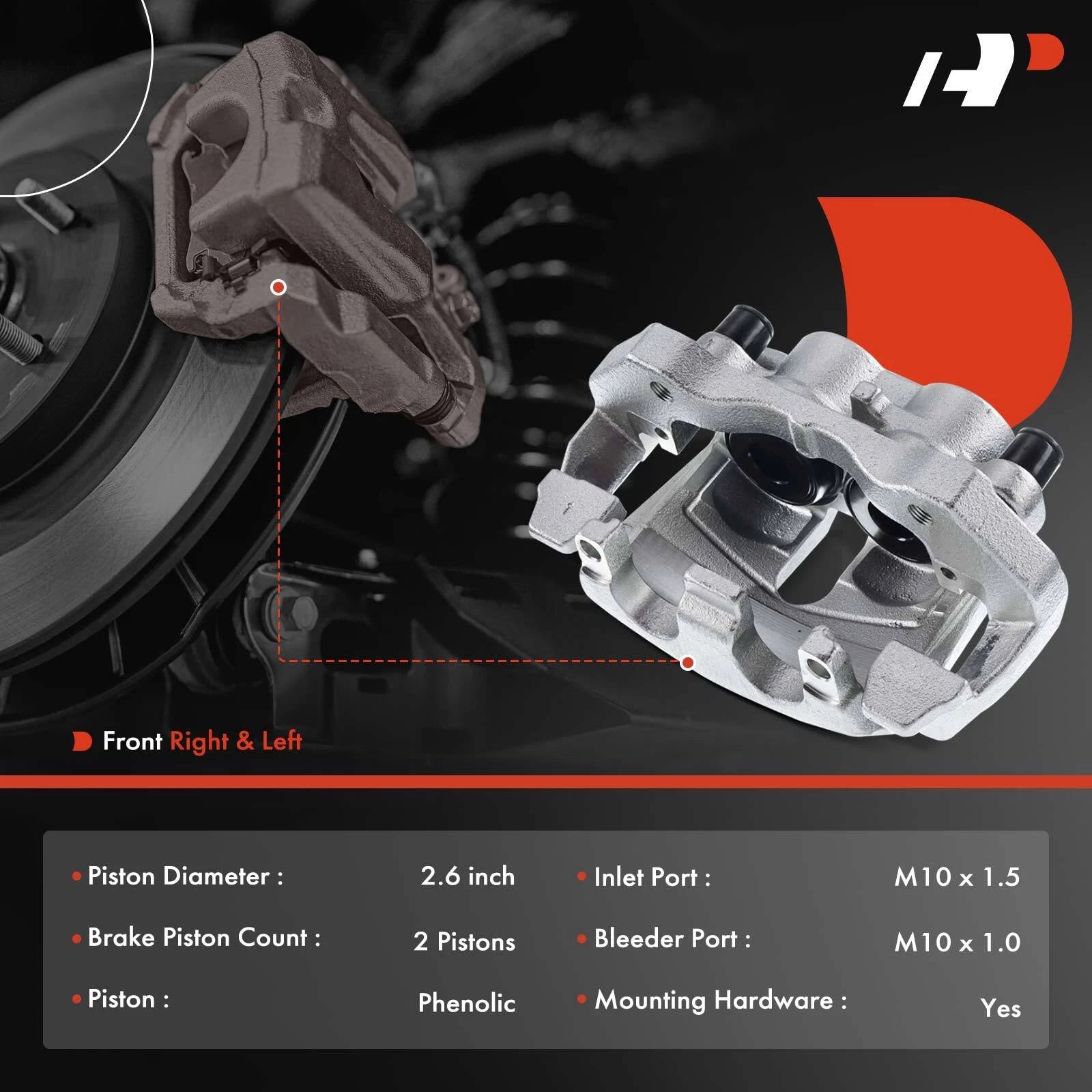Pair Front Brake Calipers for Jeep Grand Cherokee (2011-2017) 330mm