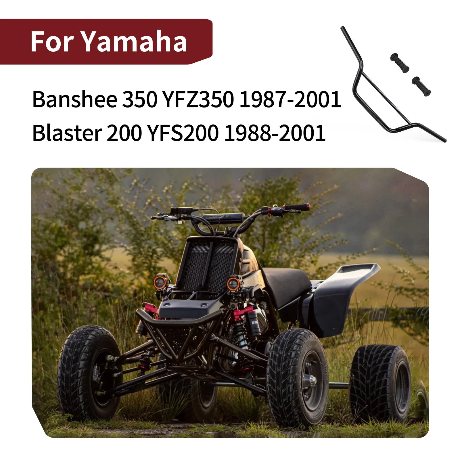 Handlebar & Grips for Yamaha Banshee YFZ350 (1987–2001) / Blaster YFS200 (1988–2001)