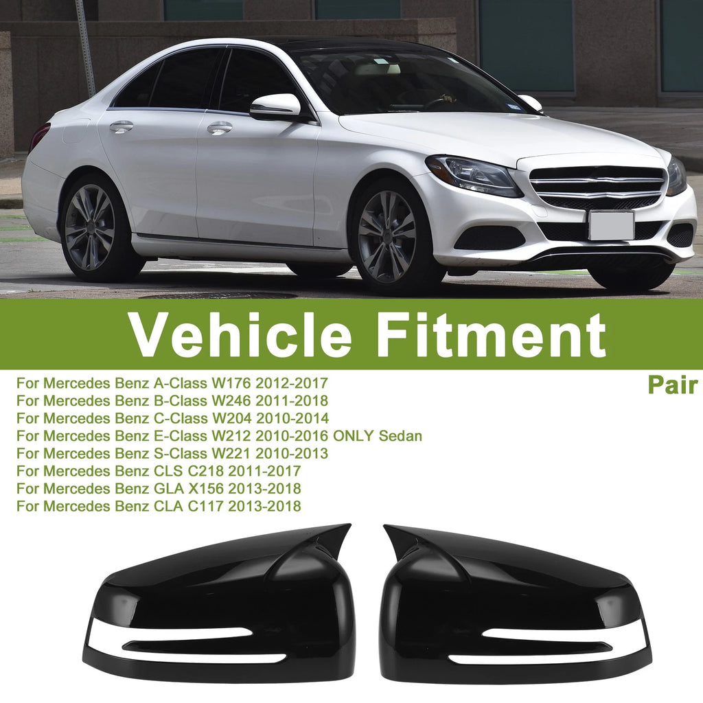1 Pair Mirror Cover Cap for Mercedes-Benz A-Class W176 (2013–2018) Gloss Black