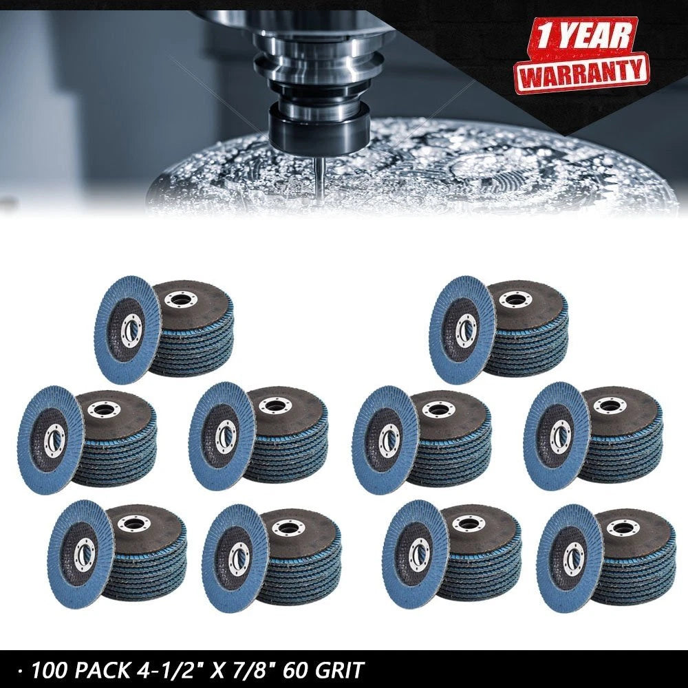 Set of 100 Zirconia Flap Discs 4-1/2" x 7/8" 60 Grit