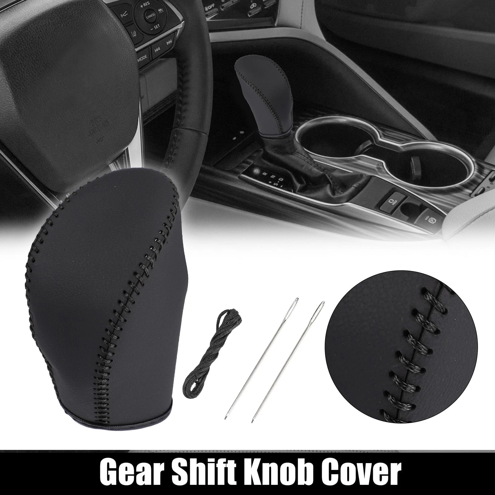 Faux Leather Gear Shift Knob Cover for Nissan Rogue Sport (2017–2021) 734301026062