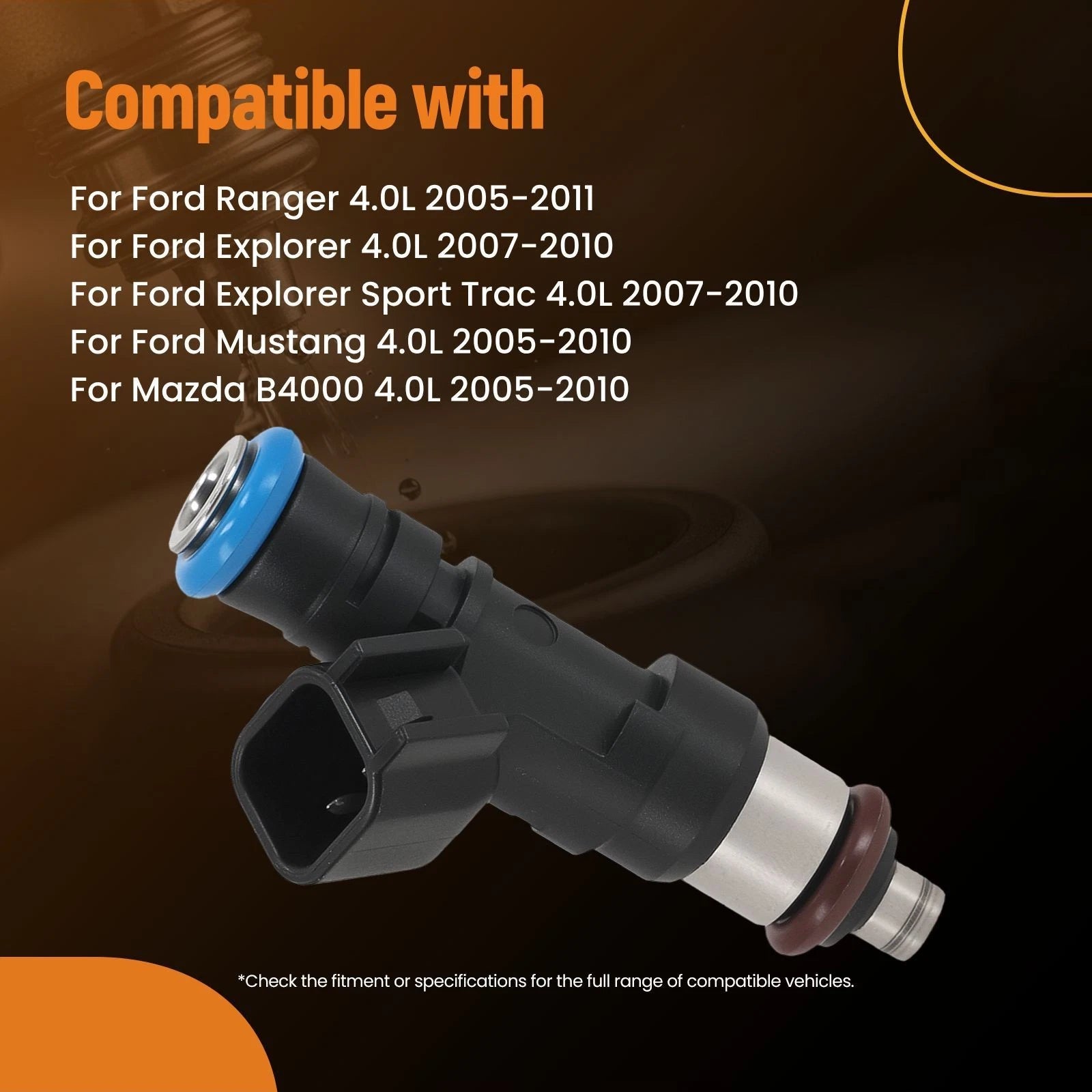 Set of 6 Fuel Injectors for Ford Mustang/Ranger 4.0L V6 (2005–2011)
