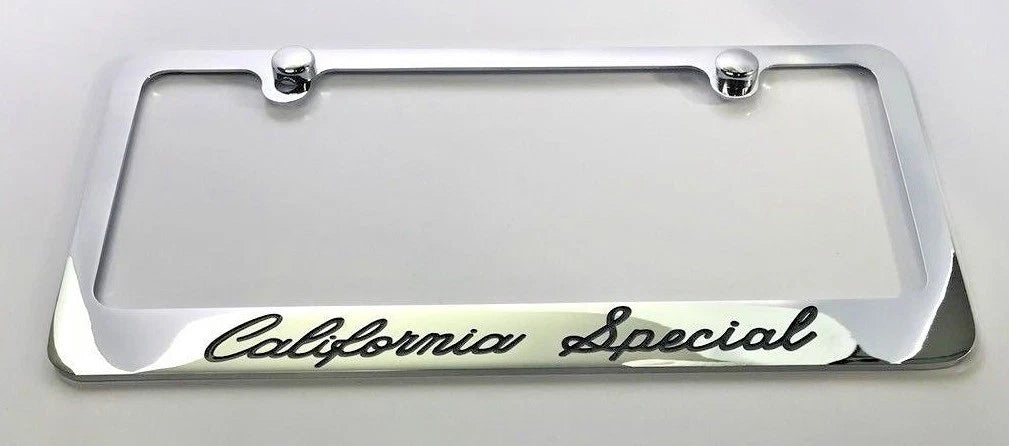 California Special License Plate Frame for Ford Mustang (Chrome w Black Logo)