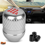 Netted Style 6-Speed Shift Knob for Universal Fit (42mm, Silver)
