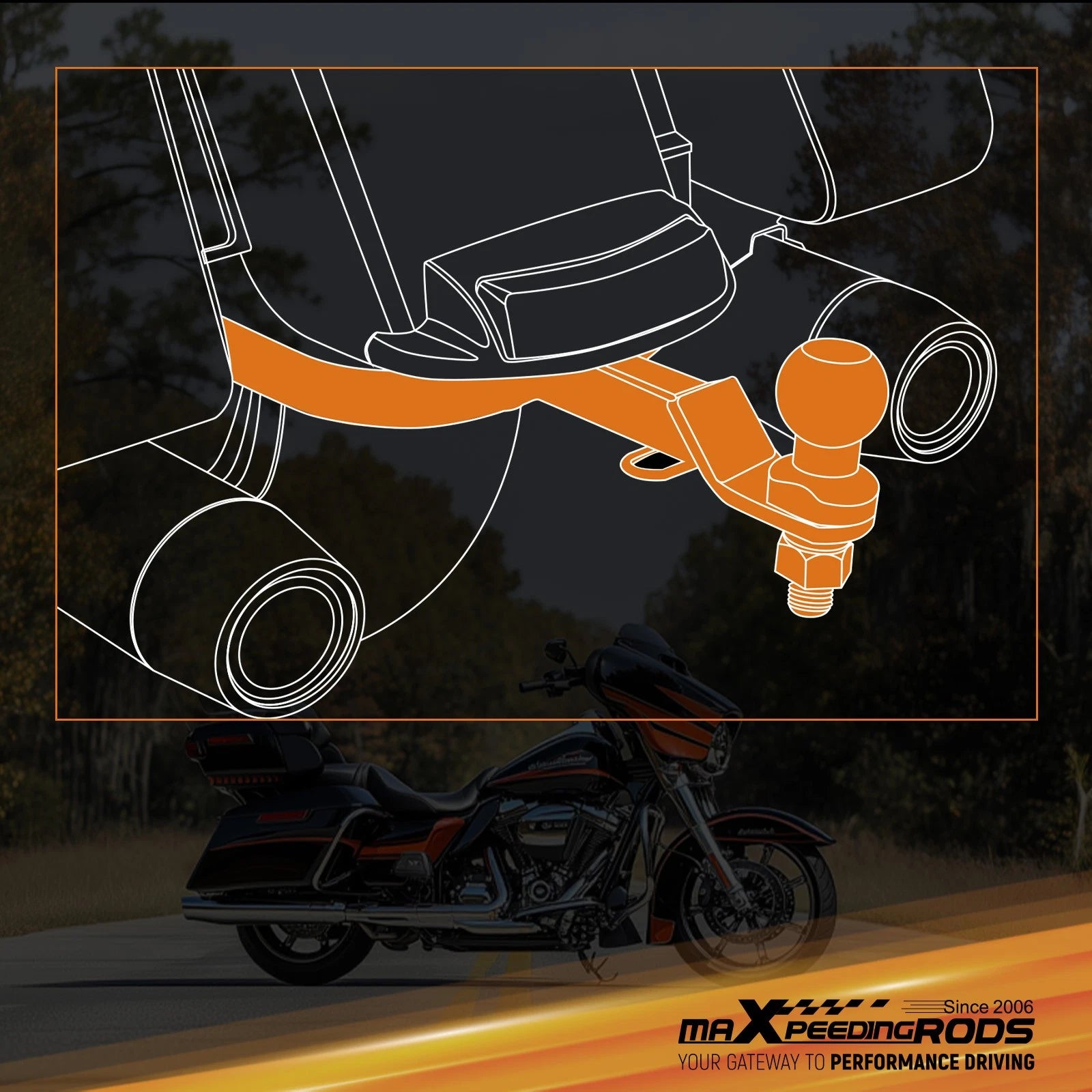 Trailer Hitch Kit for Harley-Davidson Touring (2014-2019) 1-7/8" Ball