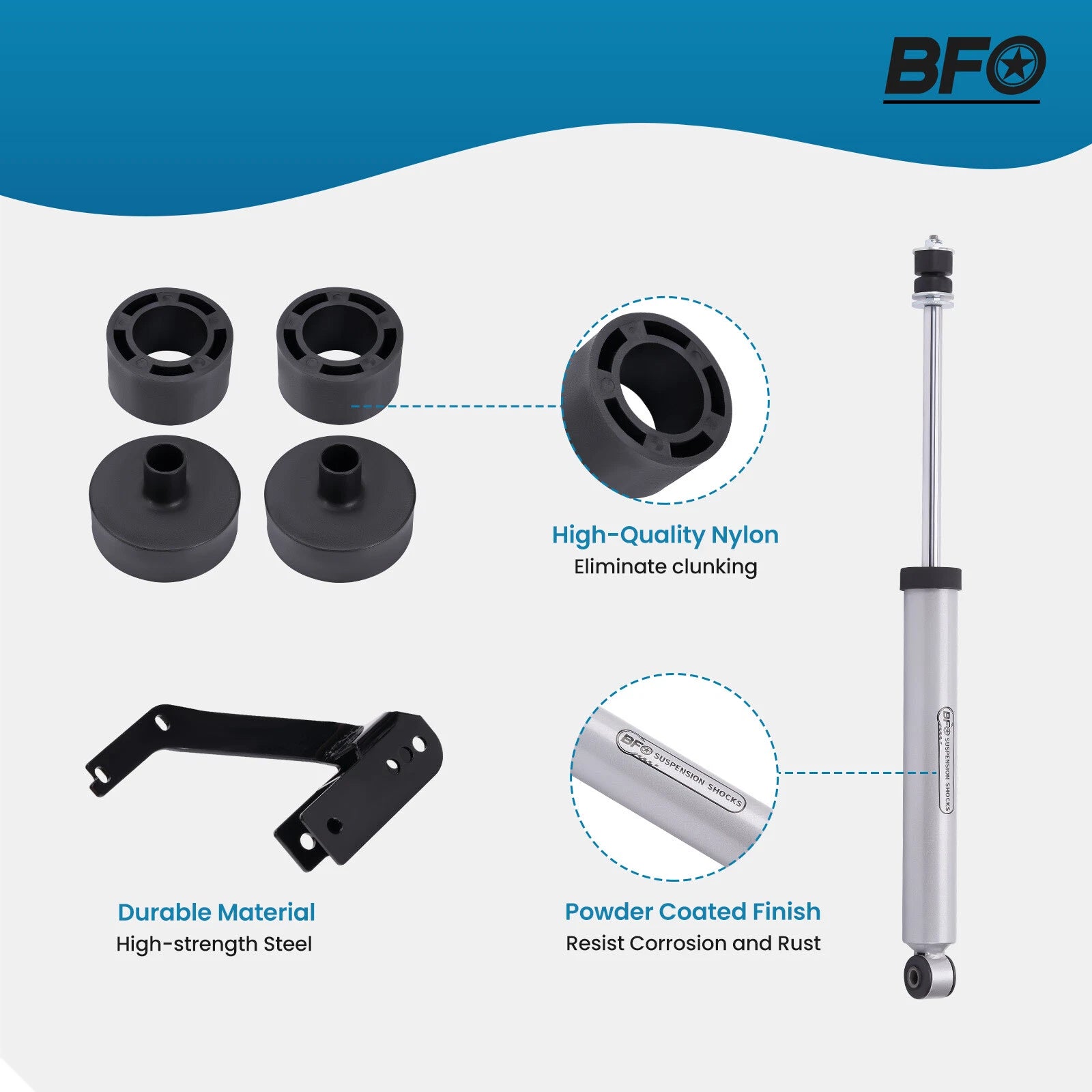 2.5 Inch Suspension Lift Kit with Shocks for Jeep Wrangler JK (2007–2018)