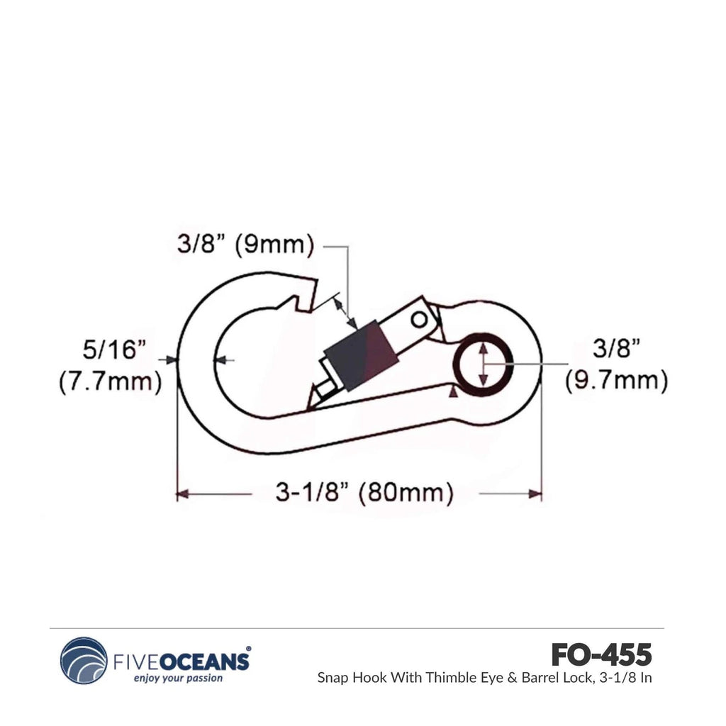 2X Snap Hook with Thimble Eye & Barrel Lock for Various Applications (3-1/8")
