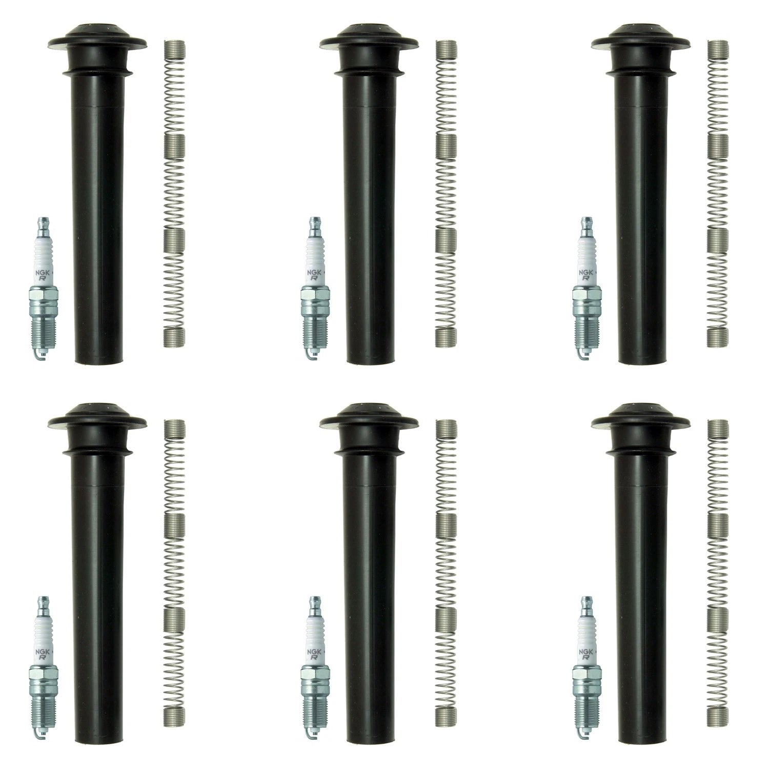 Set of 6 NGK V-Power Spark Plugs & Coil Boots for Escape Sable Taurus Tribute (V6)