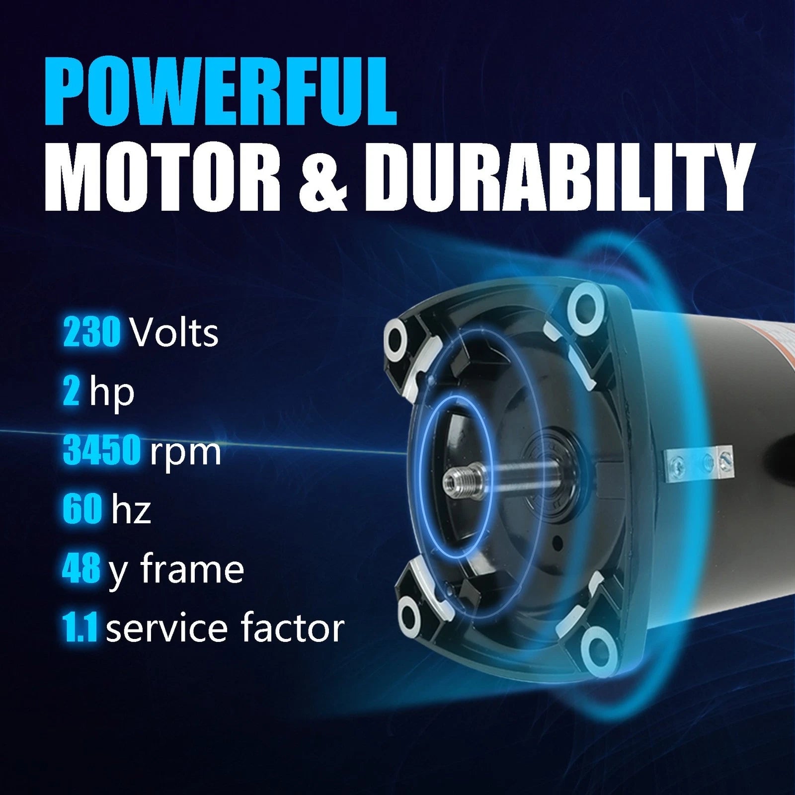 2 HP Swimming Pool Motor for Square Flange 48Y Frame (230V)
