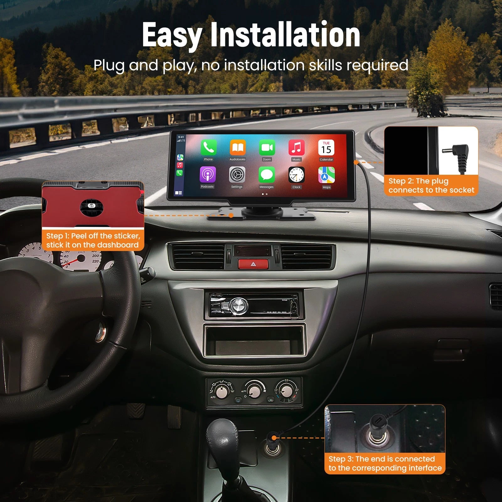 10.26" CarPlay DVD Player for Truck Van (Android Auto, Split Display, DVR)