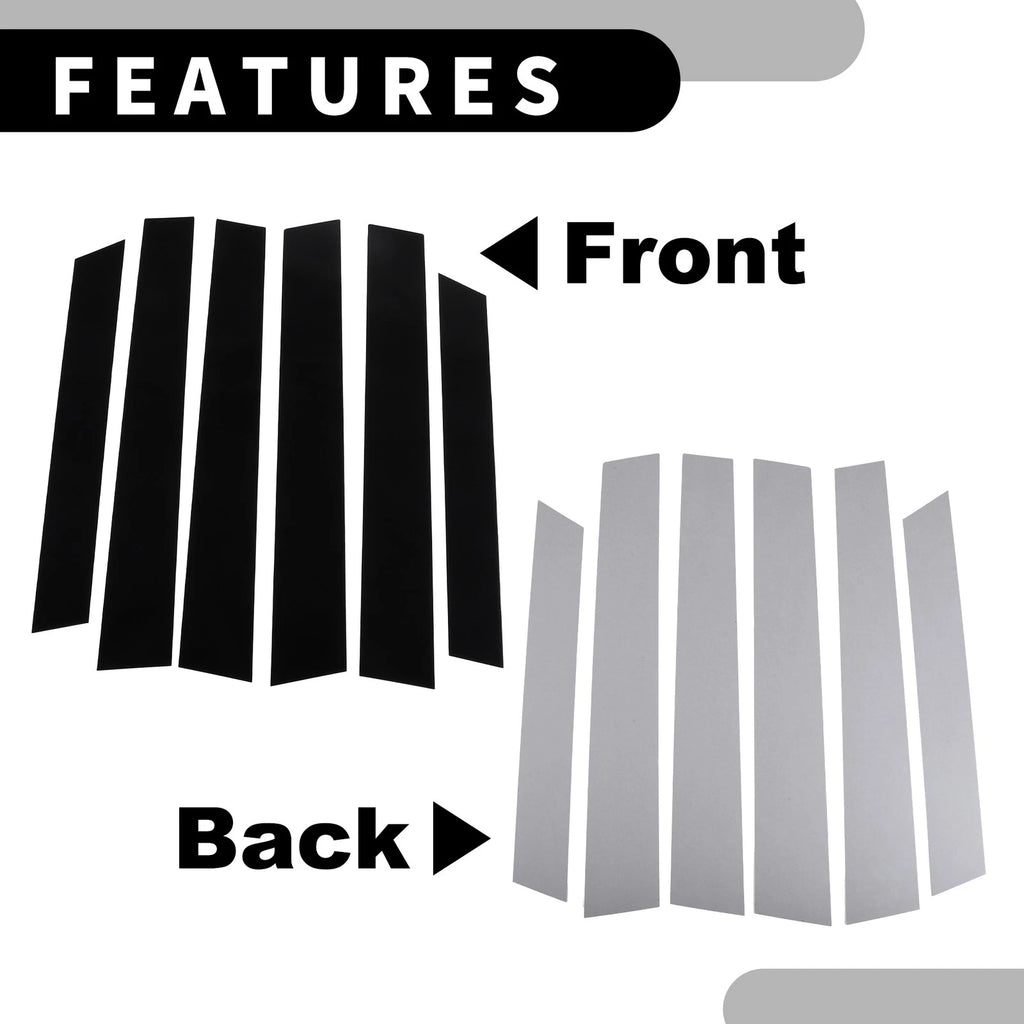 Set of 6 Car Pillar Window Trim Covers for Honda CR-V (2007–2011) Black