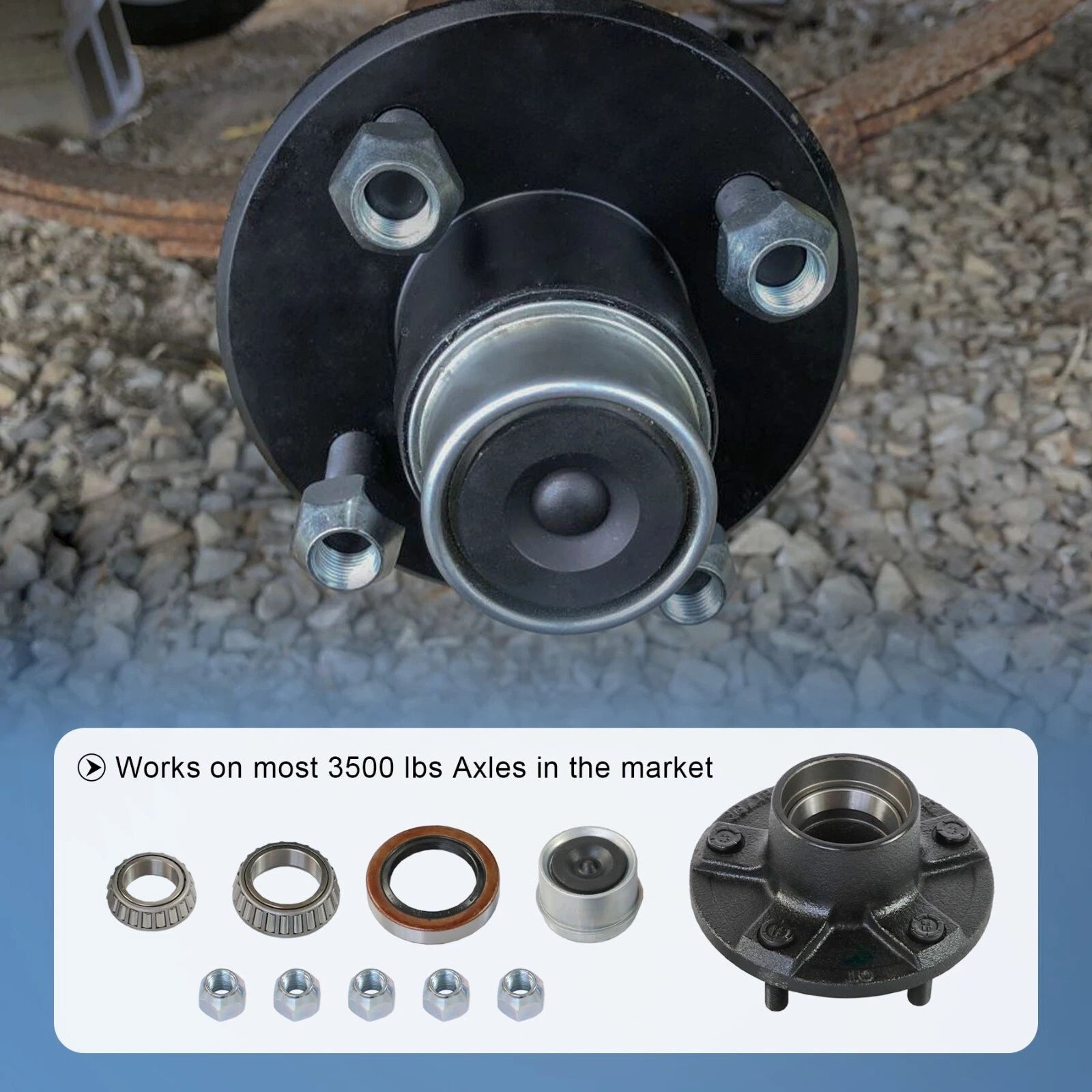 2X Trailer Idler Hub Kits for 3500 lbs Trailer Axle (5 on 5)