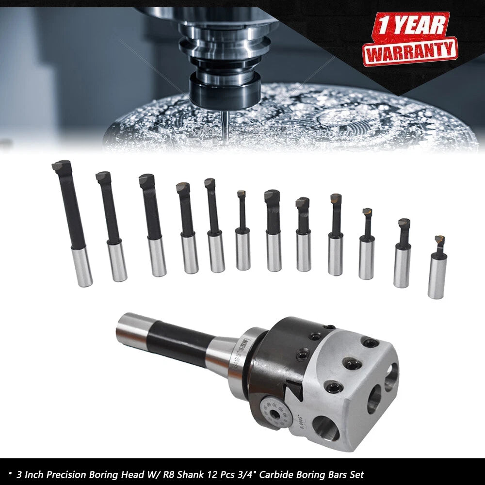 Set of 12 Carbide Boring Bars for Precision Boring Head (3 Inch)