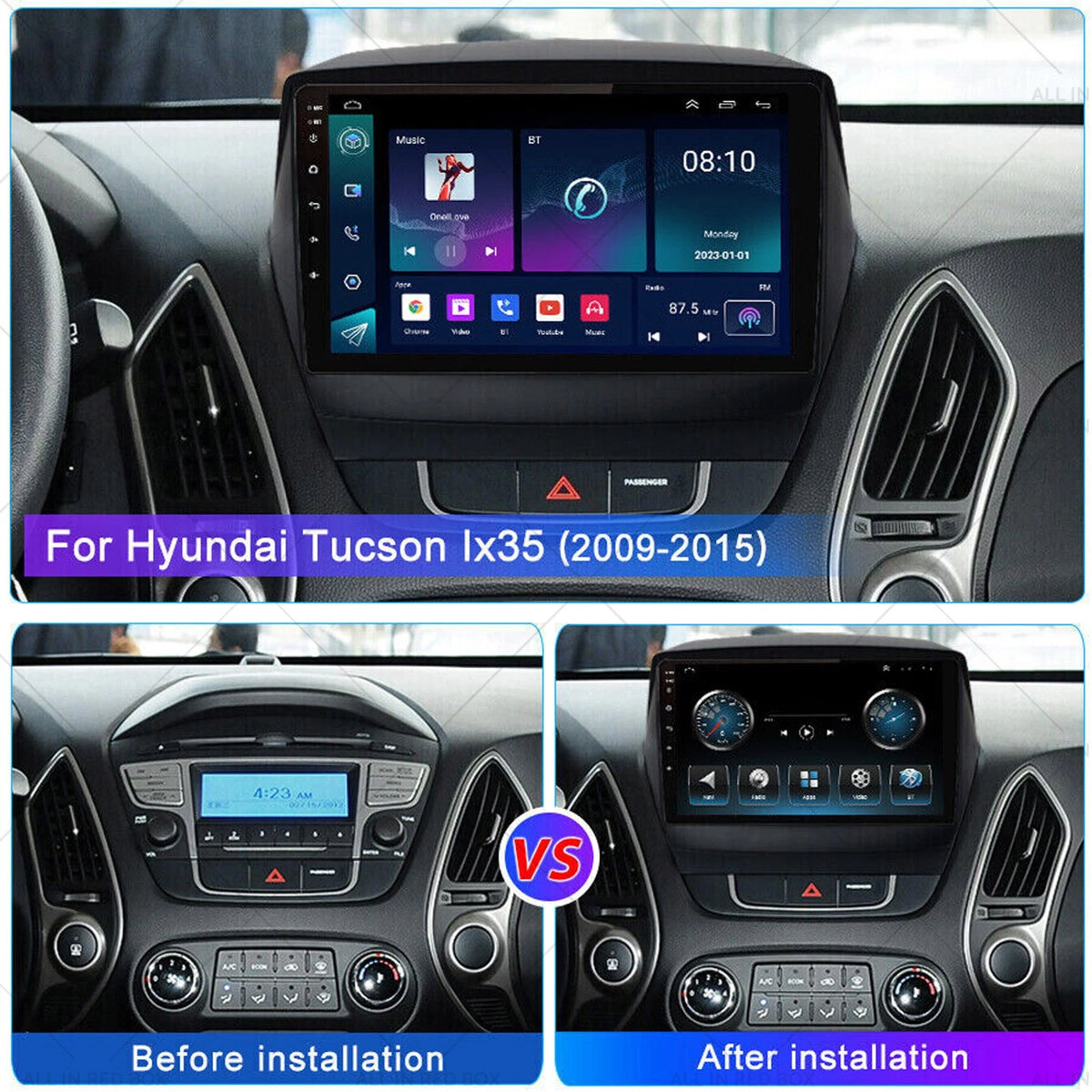 9'' In-Dash GPS Car Stereo for Hyundai IX35 (2010–2015)
