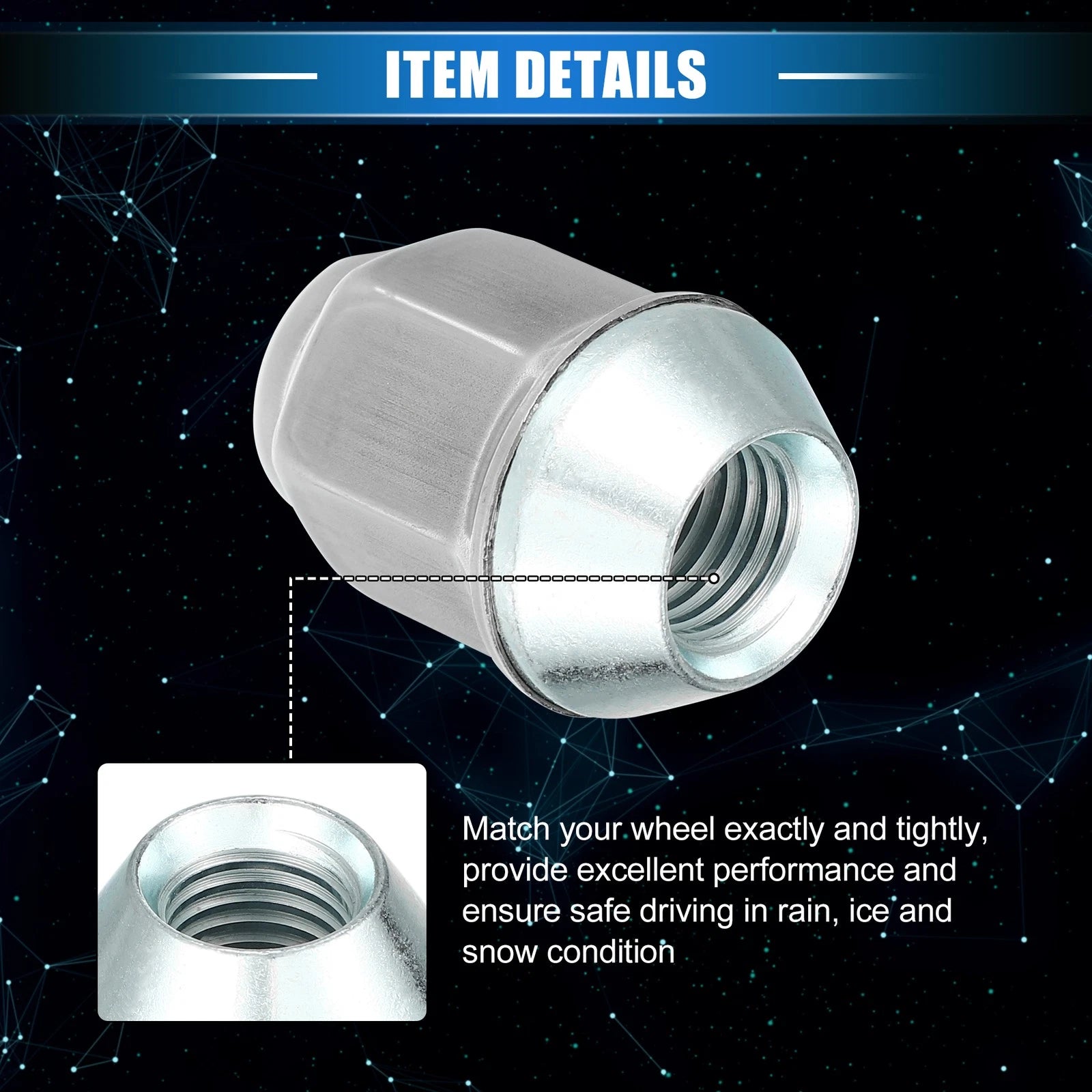 20 Pcs M12x1.5 Wheel Lug Nut for Ford Focus, Dodge Grand Caravan (No. 6509769AA)