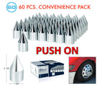 Chrome Spike Lug Nut Covers 33mm Push-On for Set of 60 Compatible with Toyota (2005–2015)