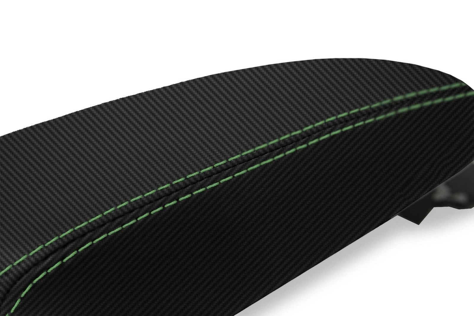 Console Lid Armrest Cover for Hyundai Kona (2018–2020) Carbon Fiber Green Stitch