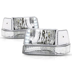 LED DRL Headlight for Ford F150/F250/F350 (1992–1996) Chrome Housing Clear Corner