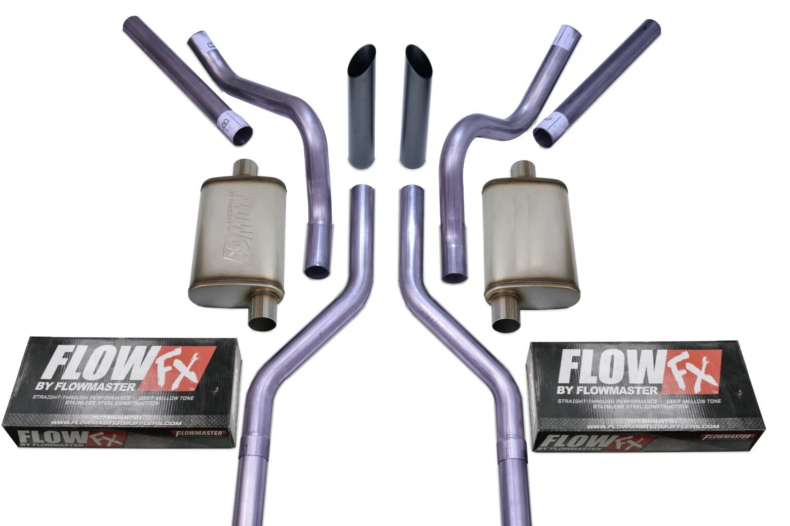 Dual Exhaust Kit for Chevy GMC C10 (1963–1972) Flowmaster Flow FX Black
