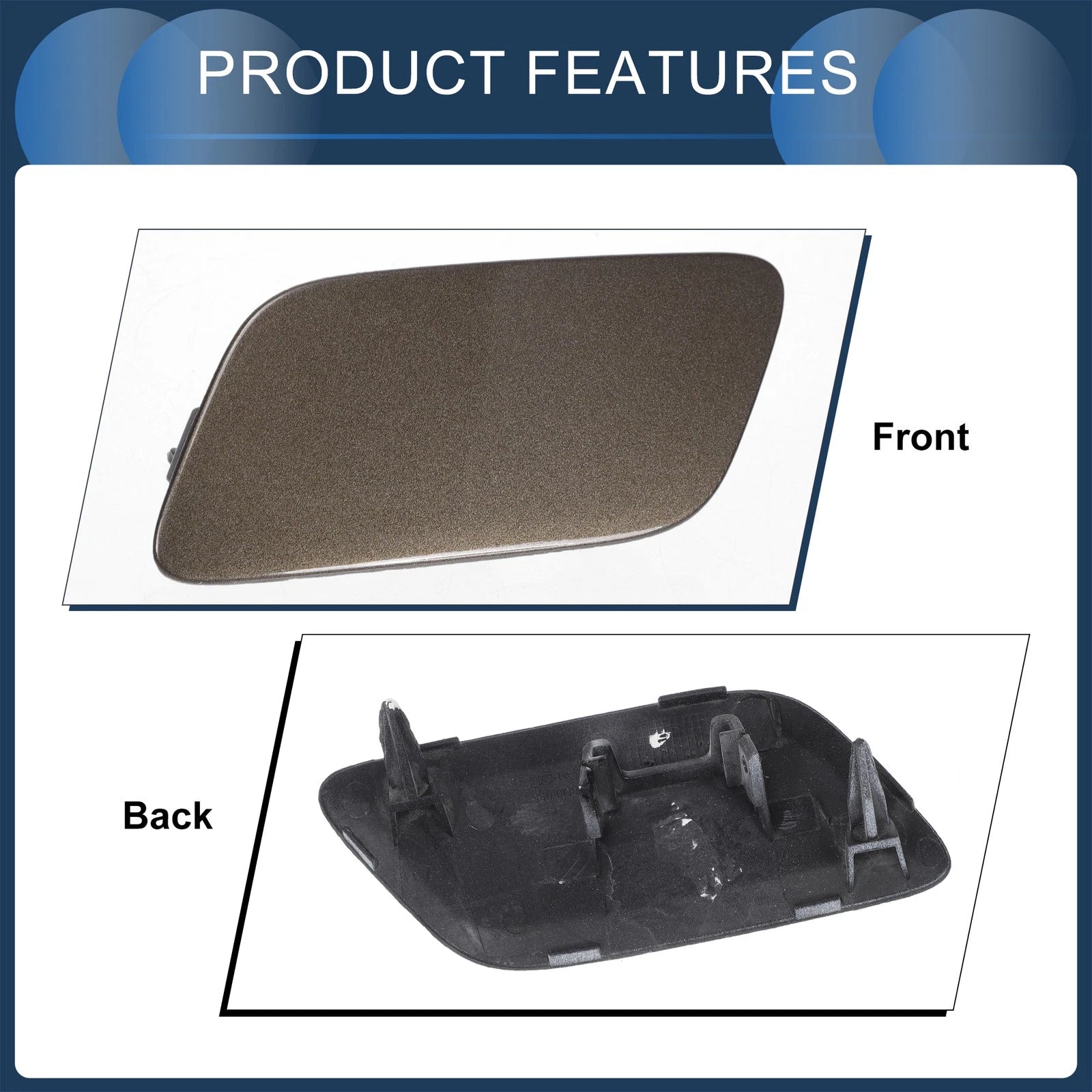 Front Left Washer Nozzle Cover Cap for Audi Q3 (2016–2017) 1Pcs Brown