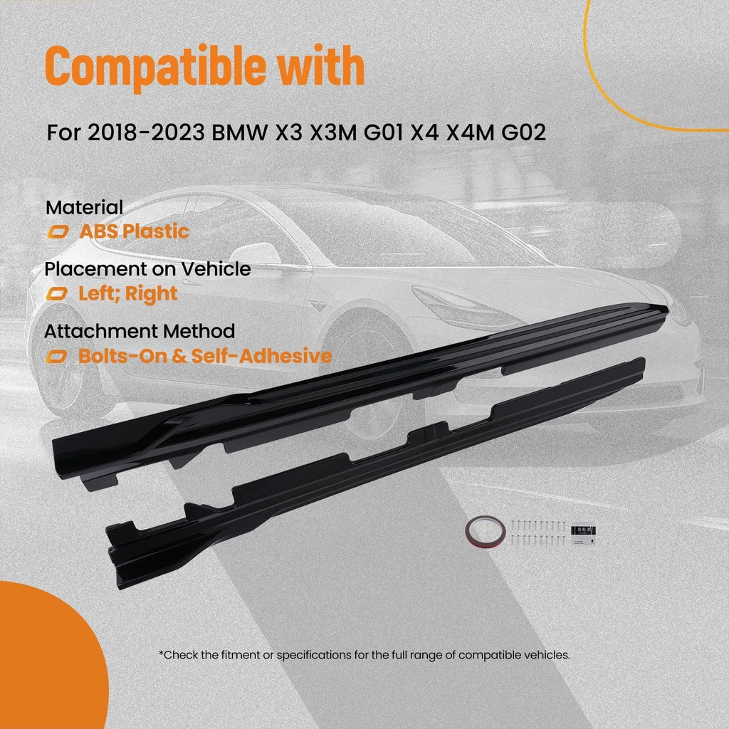 Side Skirt for BMW X3 X4 X3M X4M (2018–2023) Gloss Black ABS Plastic
