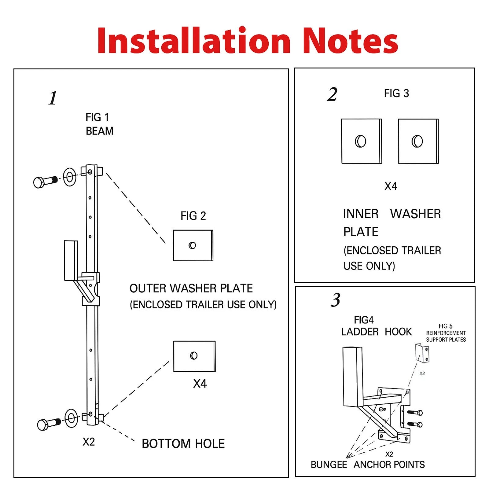 Adjustable Trailer Side Ladder Rack for Enclosed Trailers (2010–2023)