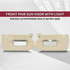 Pair Sun Visor for Nissan Pathfinder (2013–2018) / Infiniti QX60 (2014–2017) W/Lamp