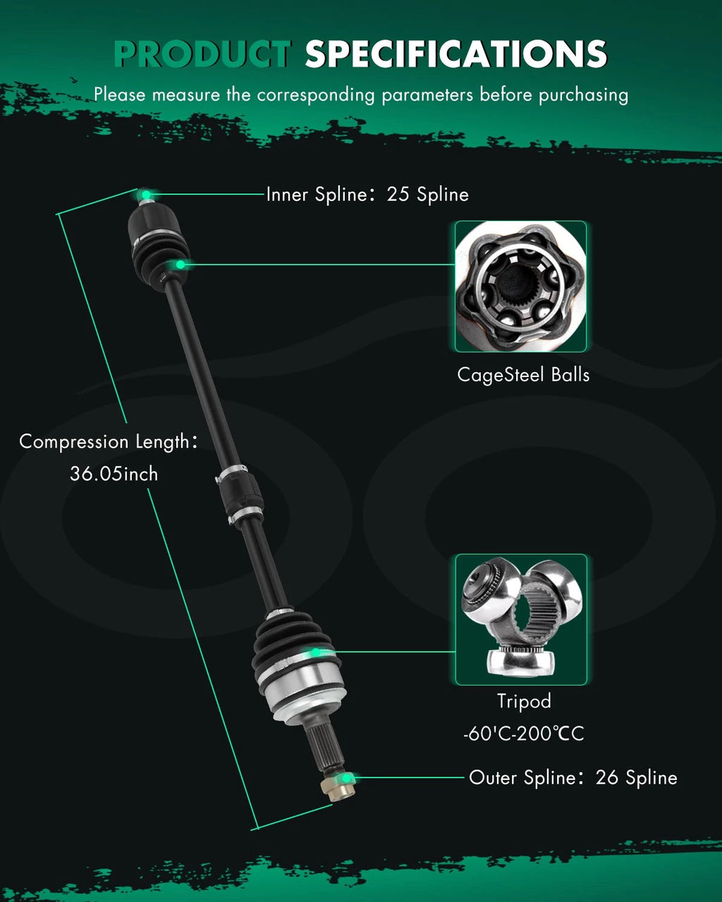 CV Axle Assembly for Honda Civic (2006–2015) 1.8L Automatic