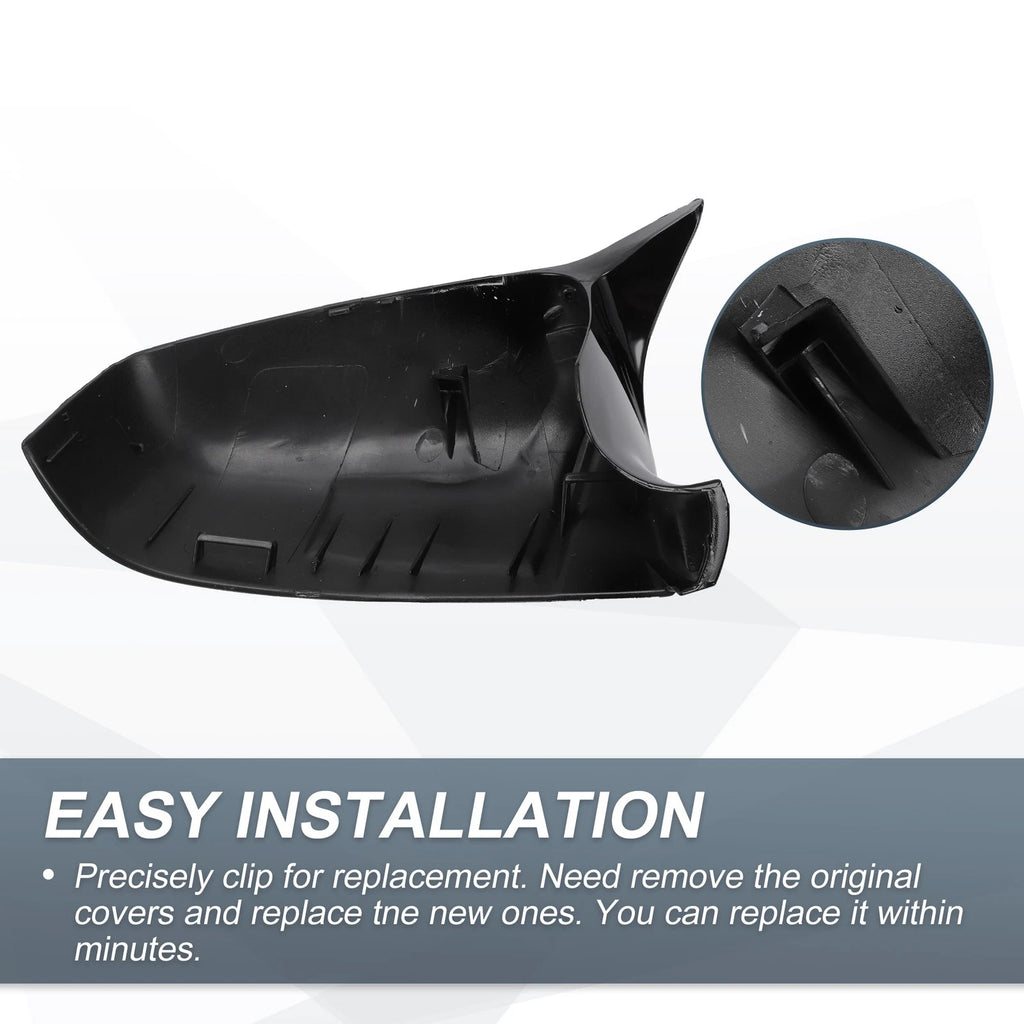 Set of 2 Rearview Mirror Cover Caps Gloss Black for BMW 5 Series (E61 E63 F10 F11)