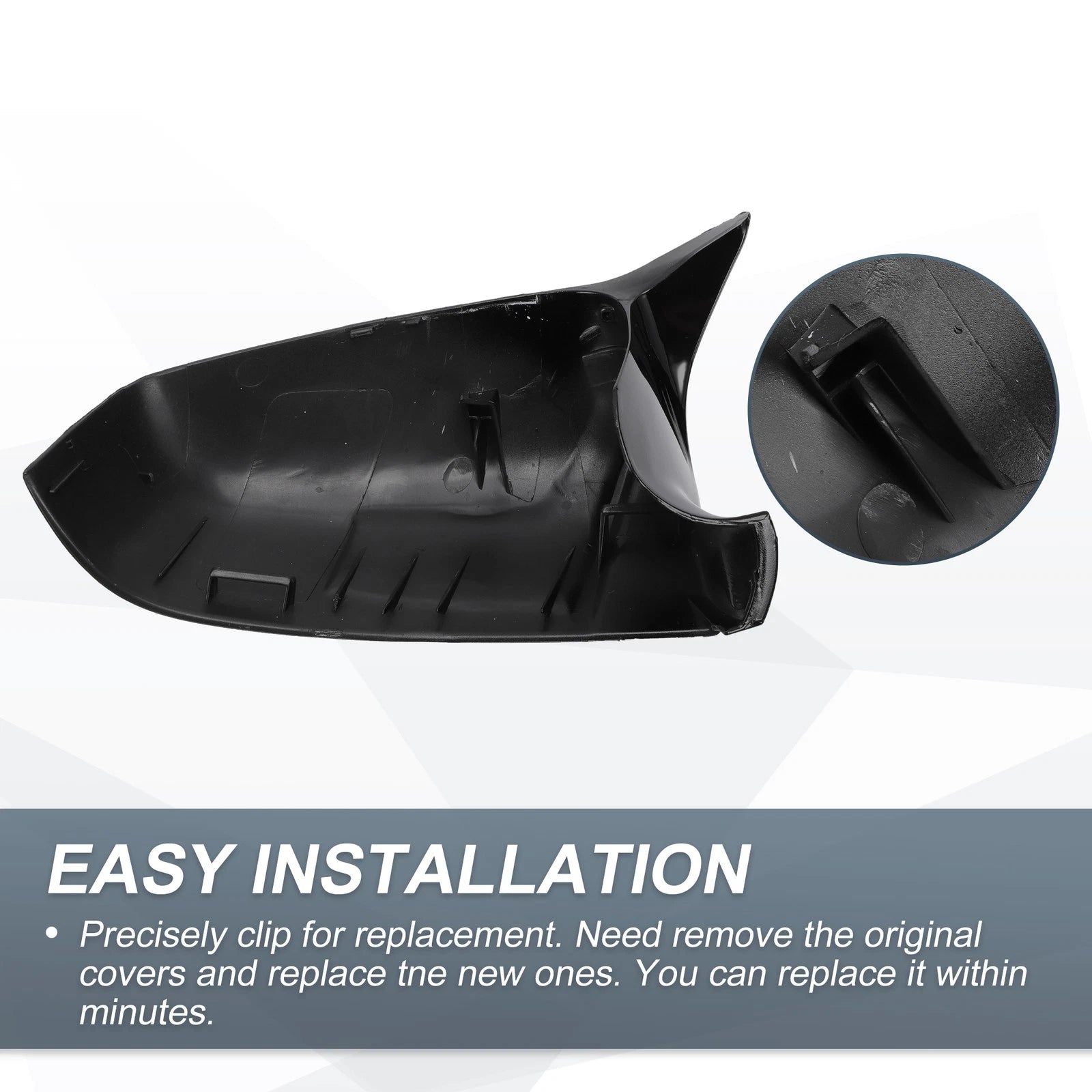 Set of 2 Rearview Mirror Cover Caps Gloss Black for BMW 5 Series (E61 E63 F10 F11)