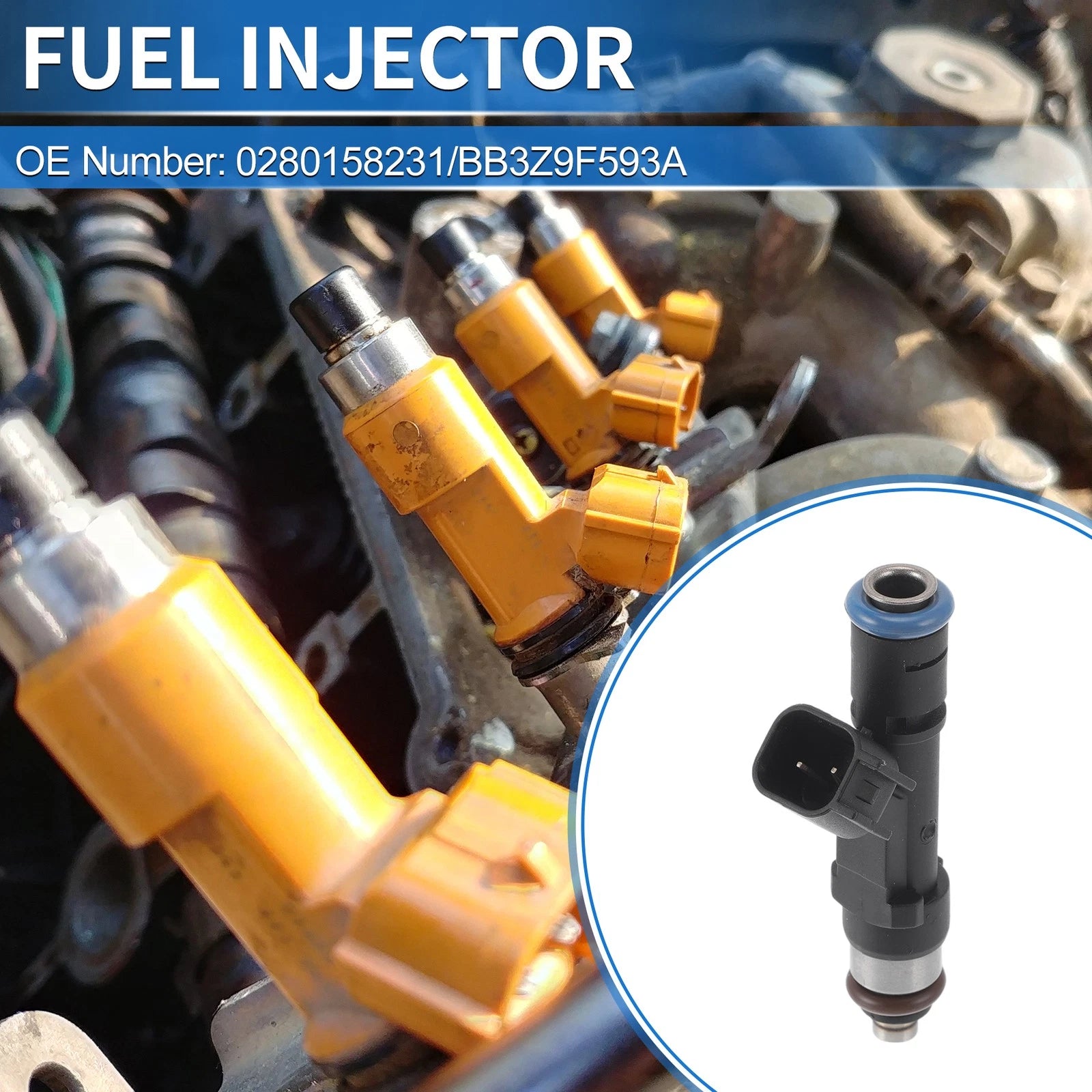 1 Pc Fuel Injector No.0280158231/BB3Z9F593A for Ford Fusion (2013–2017) L4 2.5L