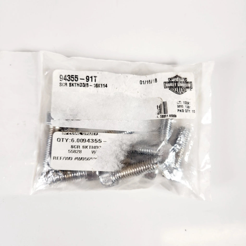 10-Pack Chrome Plated Allen Head Bolts for Harley-Davidson (94355-91T)