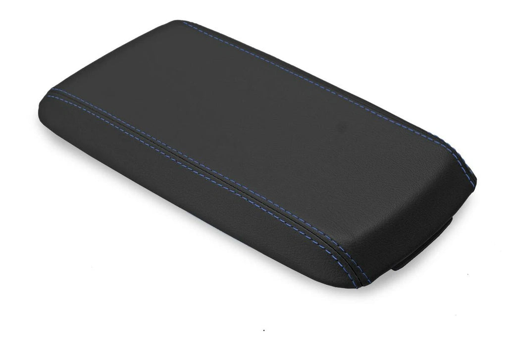Leather Console Lid Pull Over Cover for Chevrolet Equinox (2005–2009) Blue Stitch